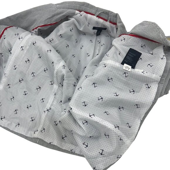 Tommy Hilfiger Womens Striped Blazer SZ L/G Cotton Blend Nautical Striped Print - Picture 10 of 16